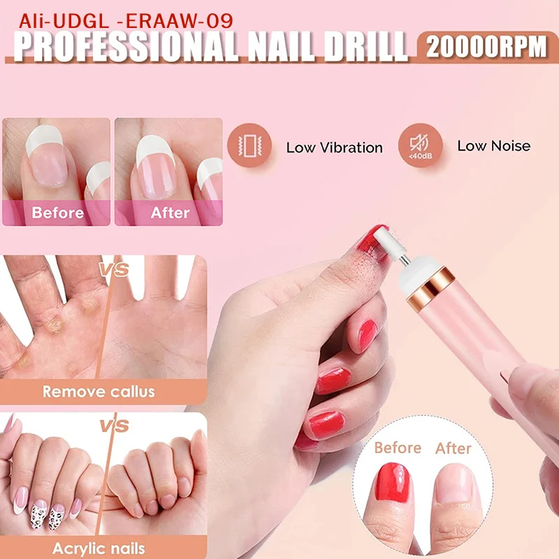 Kit de unhas, conjunto de manicure elétrico profissional 5 em 1, máquina de broca de unhas iluminada