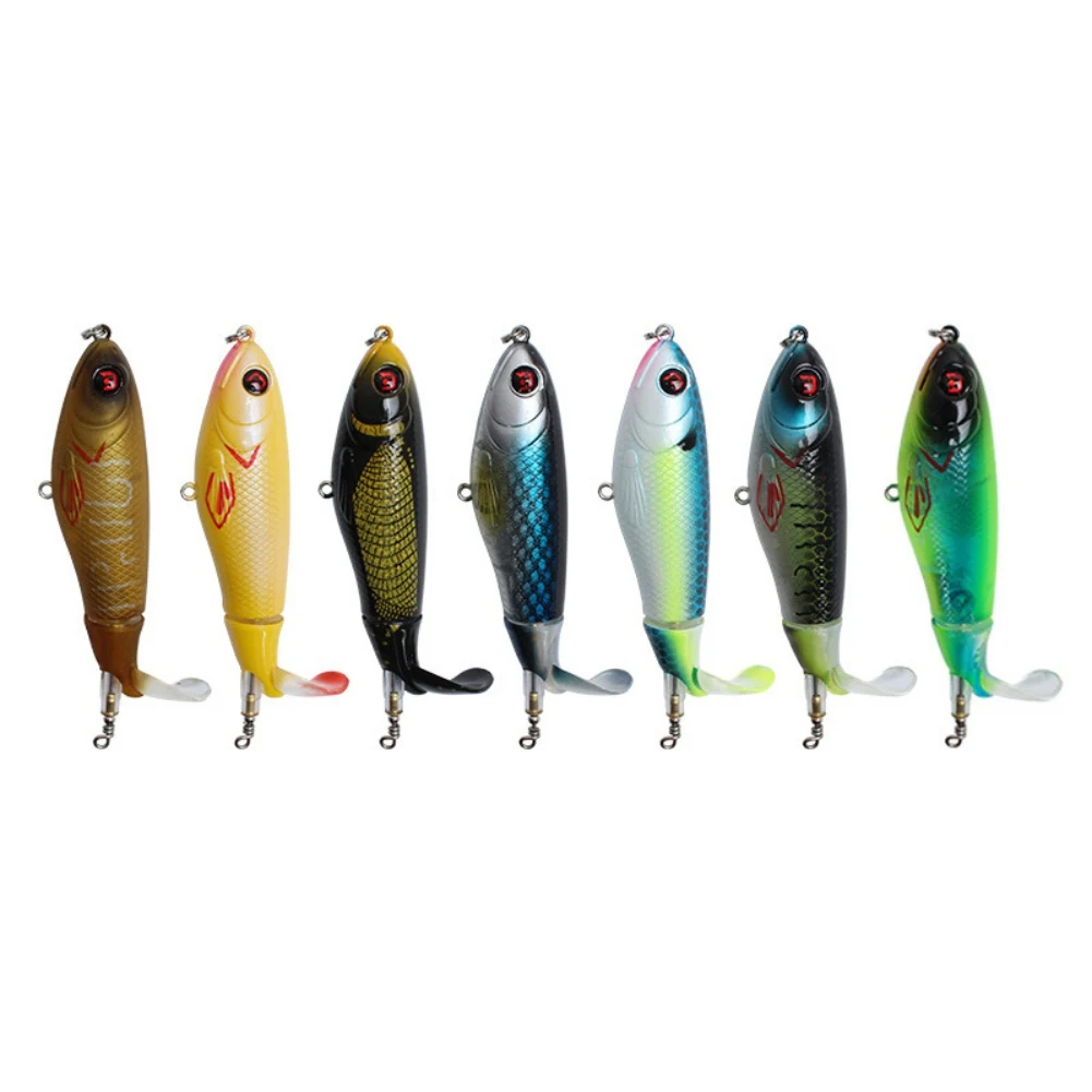 10.5CM Whopper Popper Topwater Fishing Lure Artificial Hard Bait 3D Eyes Plopper With Soft Rotating Tail Fishing Baits