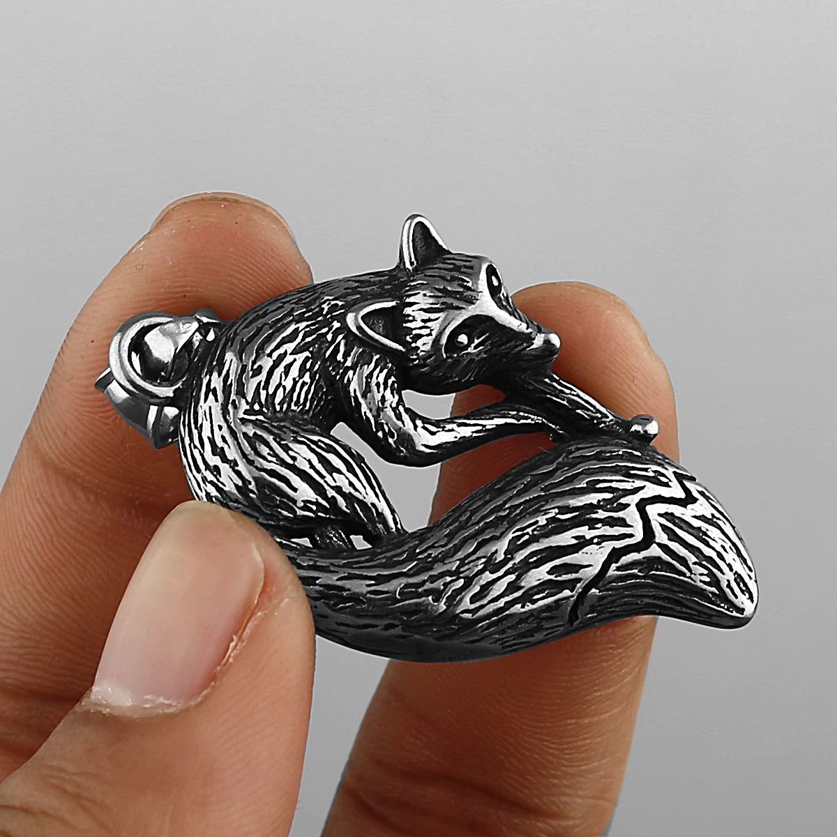 Vintage Stainless Steel Animal Fox Pendant Necklace Men Women Fashion Black Gun Plated Necklace Jewelry Party Club Gift