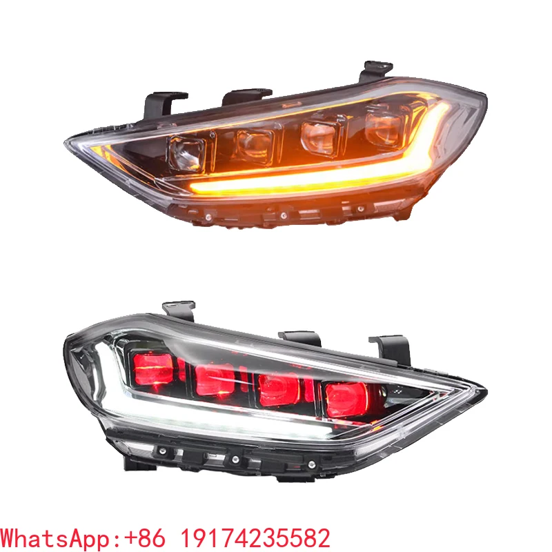 ل Hyun dai Elantra AD CN7 2016 2017 2021 اكسسوارات السيارات LED رئيس ضوء المصابيح الأمامية ترقية شيطان عيون كشافات DRL