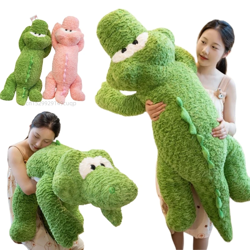 

80-130cm Cartoon High Quality Giant Dinosaur Plush Doll Pillow Green Pink Long Dinosaur Stuffed Animal Home Decor Gift For Child