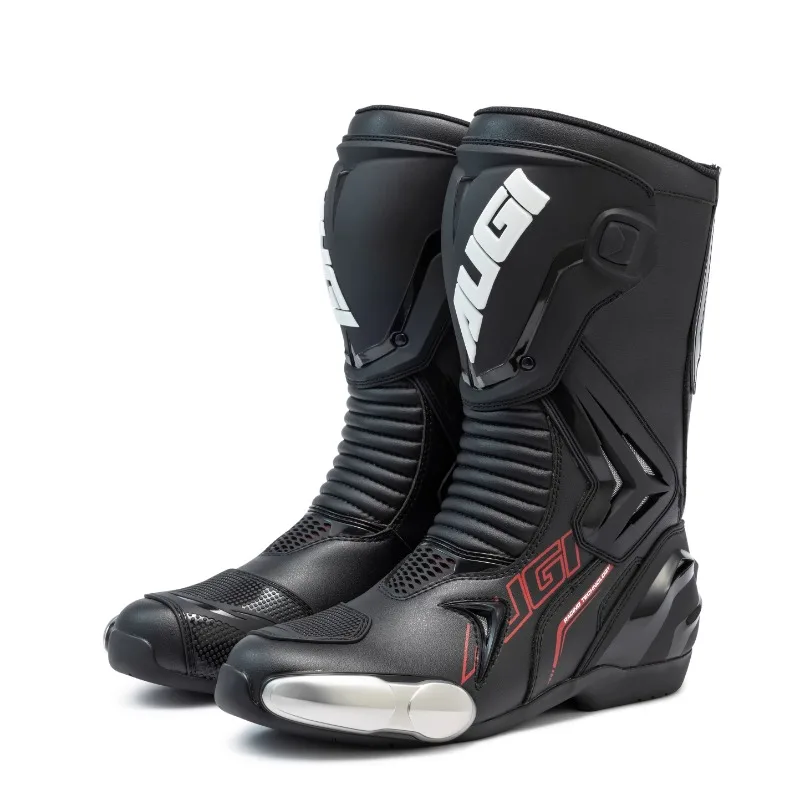 AUGI Motorcyclist Boots Men's Boots Competitive Wear Resistant  Racing Boots Waterproof Anti-slip and Breathable Moto Shoes