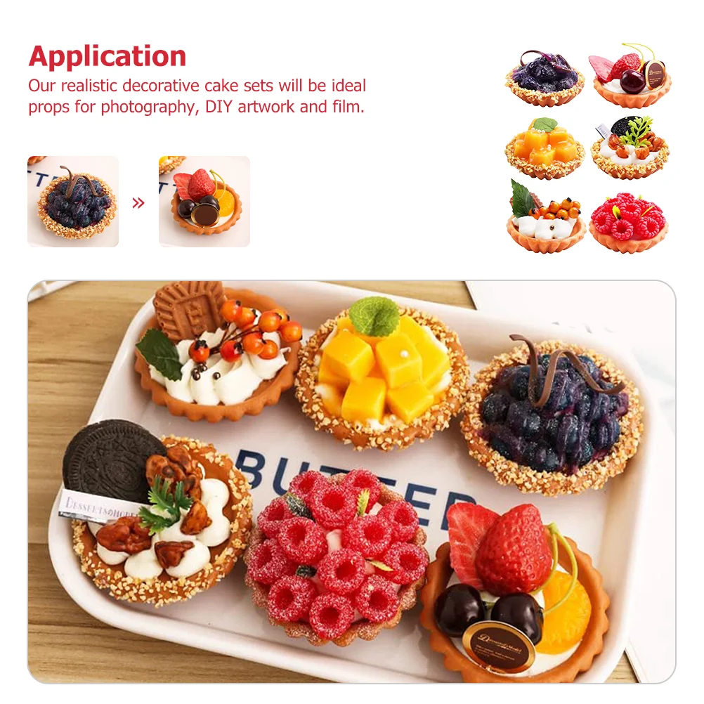 6 Pcs Food Child Miniatures Coffee Shop Decor Pu Realistic Fake Cake Photo Prop