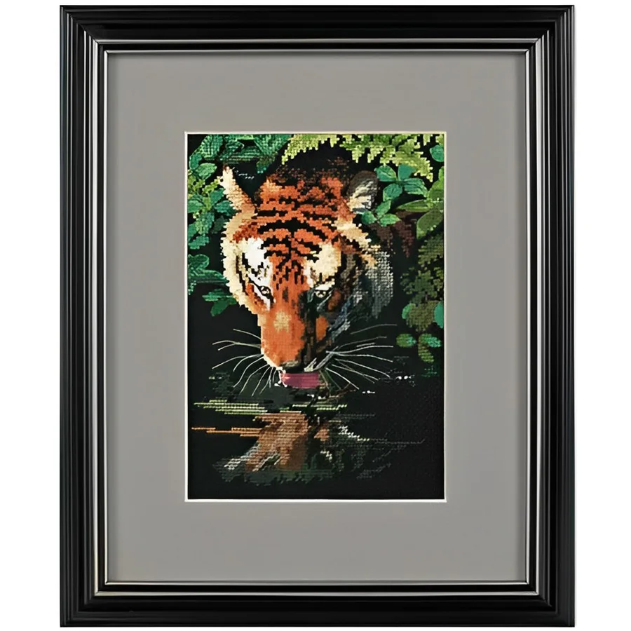 

MM cross stitch kits Lovely Counted Cross Stitch Kit Tiger Reflection Drinking in River Water dim 06961