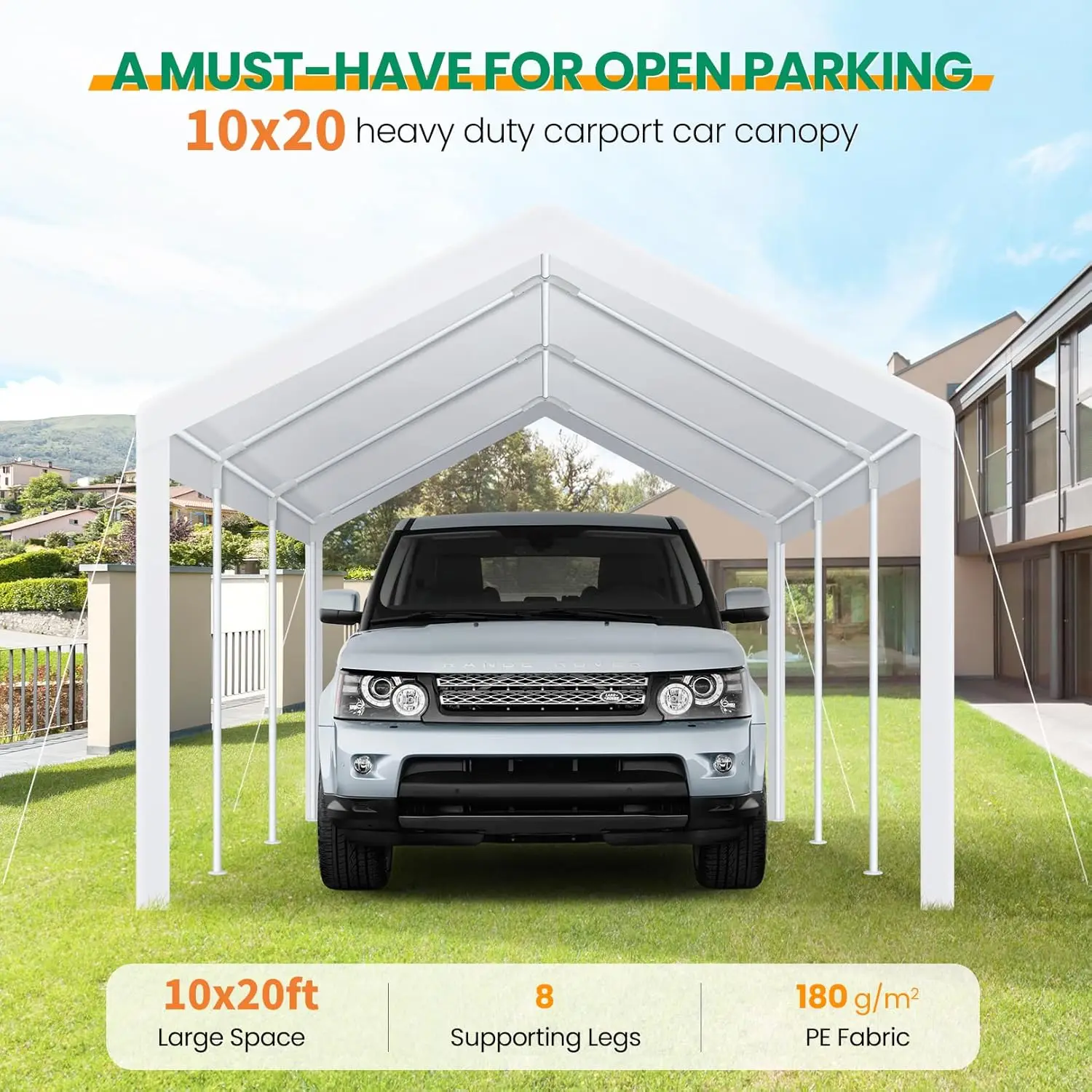 Cobizi Carports 10X20 Heavy Duty Car Canopy Garage 2.0, Carport Car Tent Outdoor Shelter Upgrade Waterproof & Uv Protected With