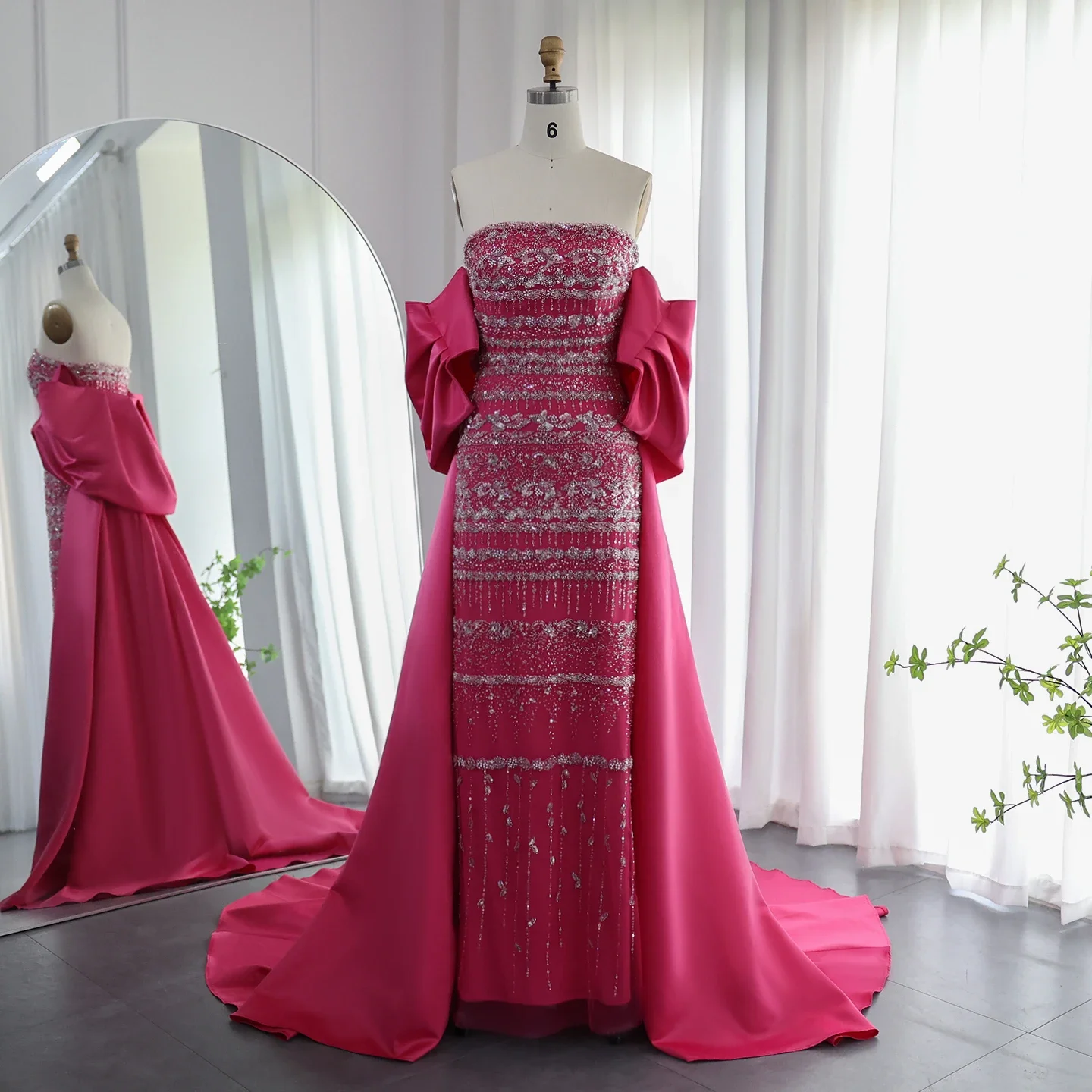 Vestido de noche verde salvia para mujer, capa fucsia con cuentas, árabe, lila, azul, elegante, fiesta de boda