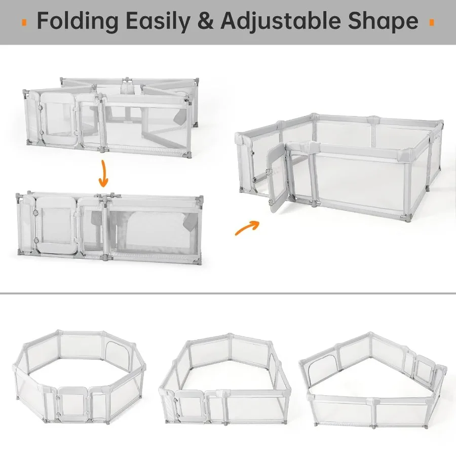 Box pieghevole 71x71 per neonati e bambini piccoli con porta con cerniera e cancello di sicurezza Grande cortile da gioco interno per Pl sicuro e portatile