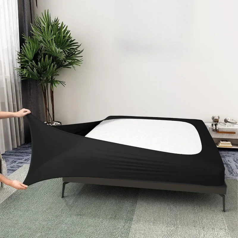 Box Spring Cover Queen Size Stretchy Wrap Around 4 Sides of The Box Spring, Alternative for Bed Skirt Twin/Full/Queen/King