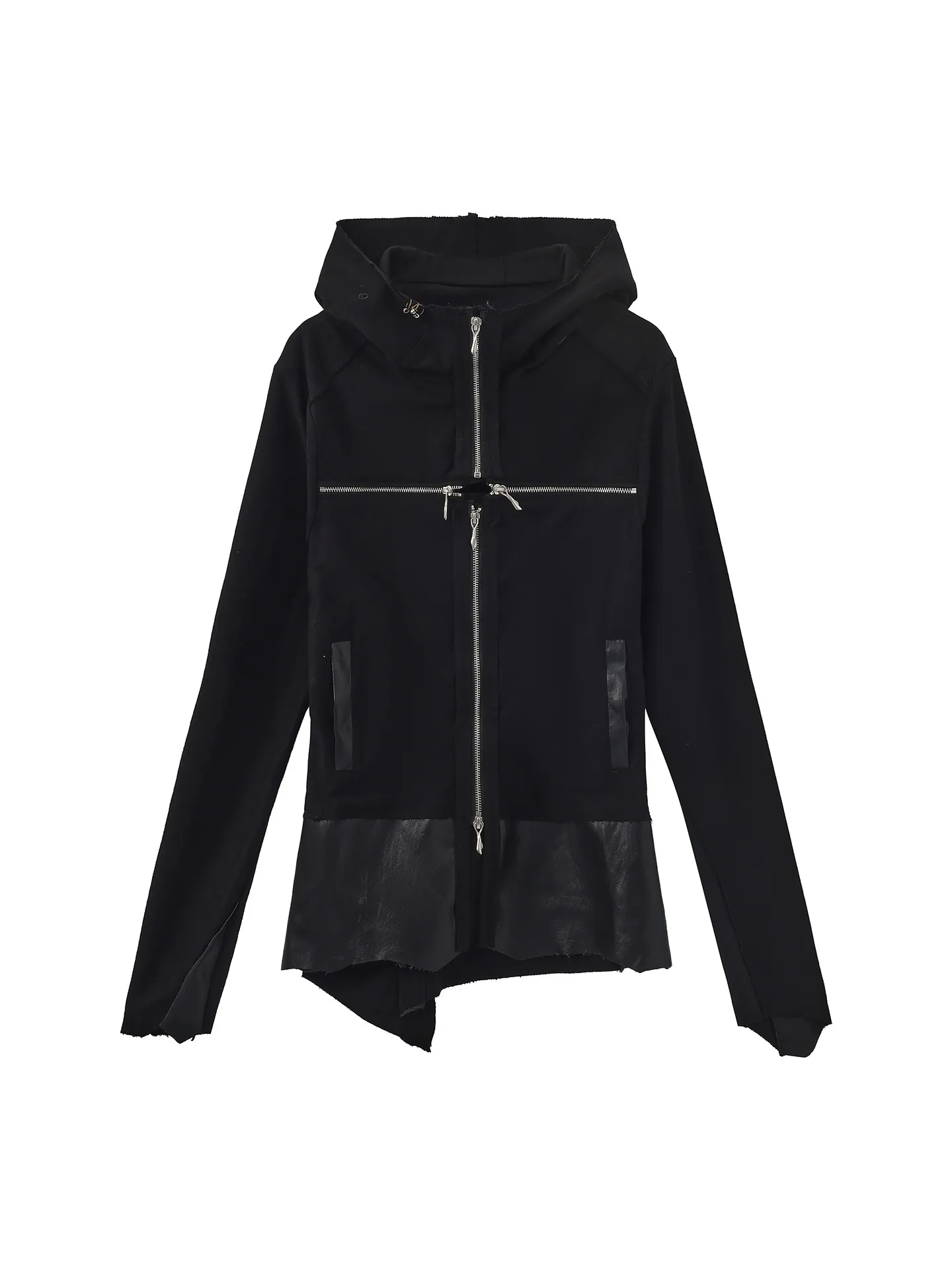 HKSH Spring Autumn New Men Tide Dark Chic Ins Hoodie Hooded Cross-Zipper Sweatshirt Visual Skinny Subculture Gothic Y2K HK27437