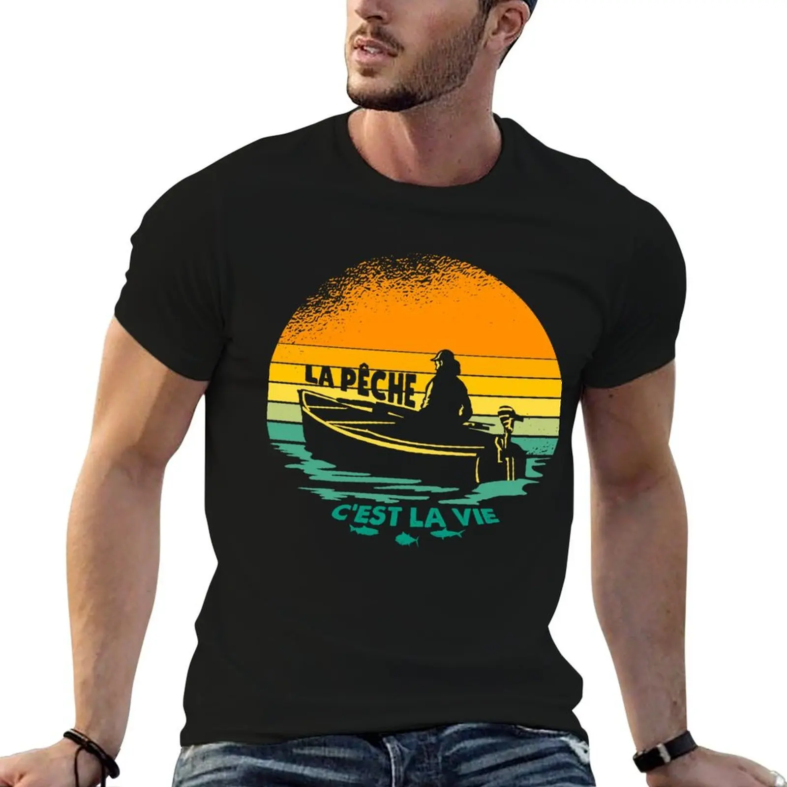 La Pêche C'est la Vie, idee cadeau papa pêcheur T-Shirt man t shirts graphic t shirt man plain T-Shirt