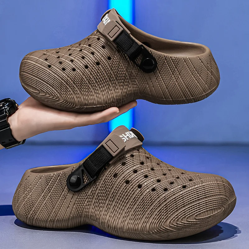 

Men's Summer Casual Thick Bottom Slip-On Sandals Anti-Slip Two-Way Wear Holes Shoes Comfortable Breathable EVA Slippers