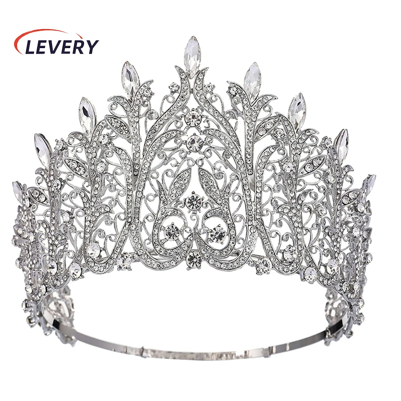 Levery Big Crown Crystal Bridal Crown Tiara Rhinestone Pageant Diadem Wedding Hair Accessories