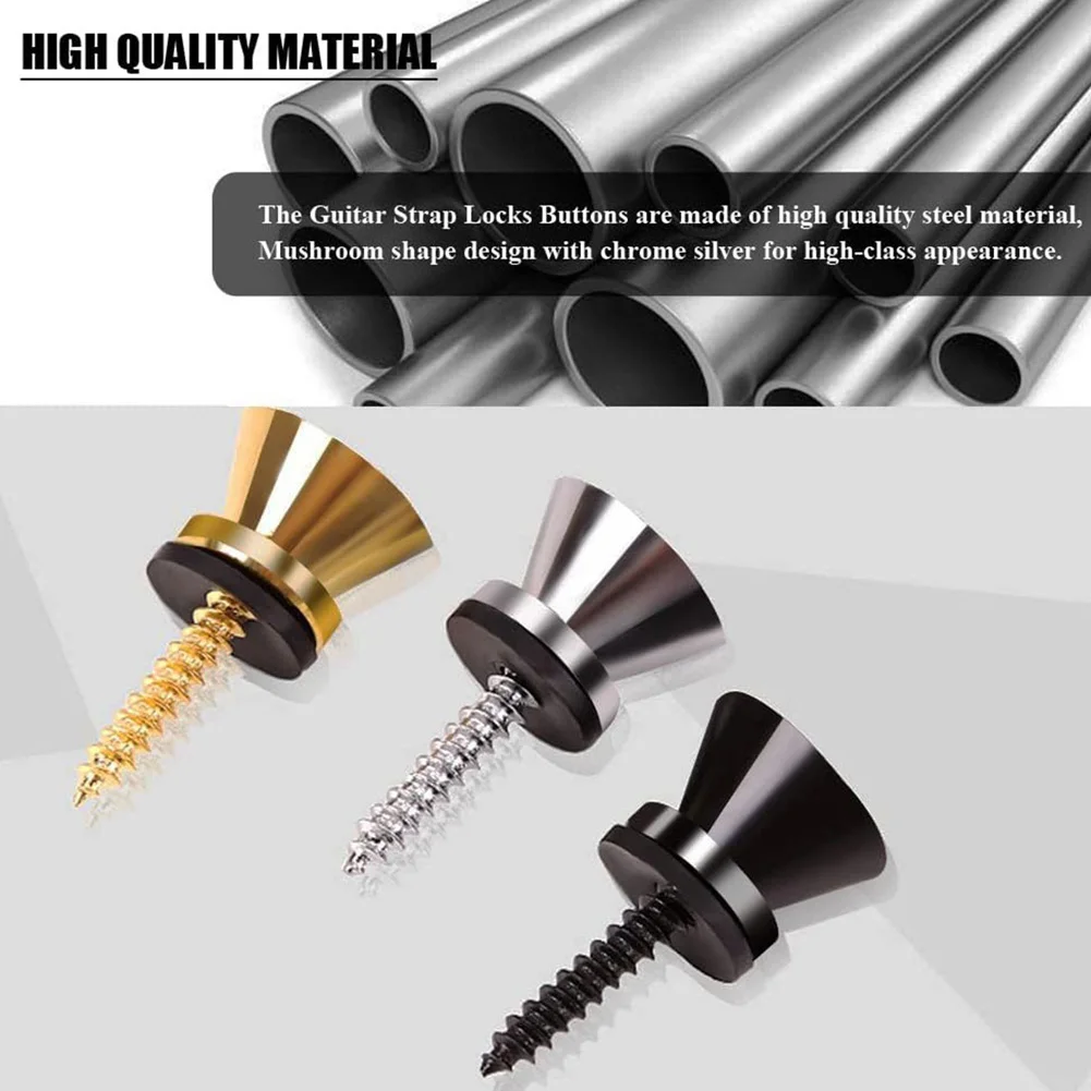 

2PCS Guitar Strap Buttons Set Metal Guitar Strap End Pins With Screws And Felt Washers Guitar Strap Lock Accessories