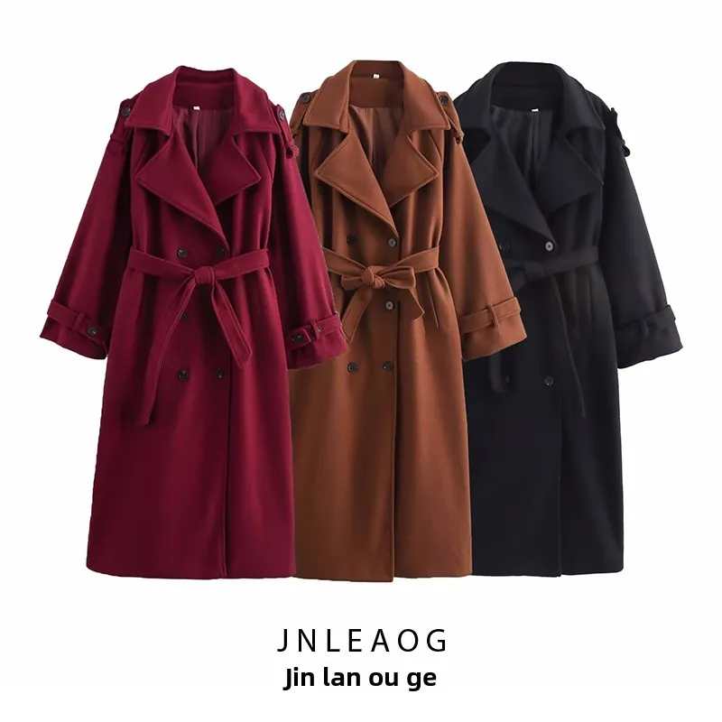 JNLEAOG Nova Coleção Outono: Casaco F Corta-Vento E com Cintura Marcada, Estilo Reto Sofisticado para o Dia a Dia