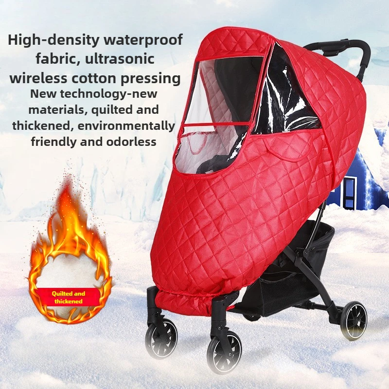 Rain Cover Baby Stroller Padded Cotton Windshield Walking Baby Protective Raincoat Baby Autumn and Winter Warm Cover Stroller