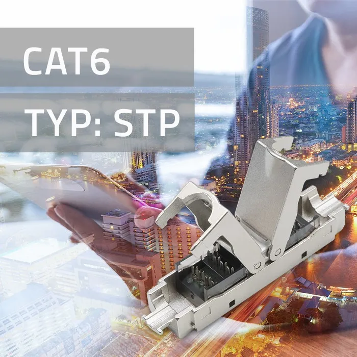 Qoltec RJ45 Stekker zonder sleuf STP | CAT6 | JACK PIN | T568B | T568A