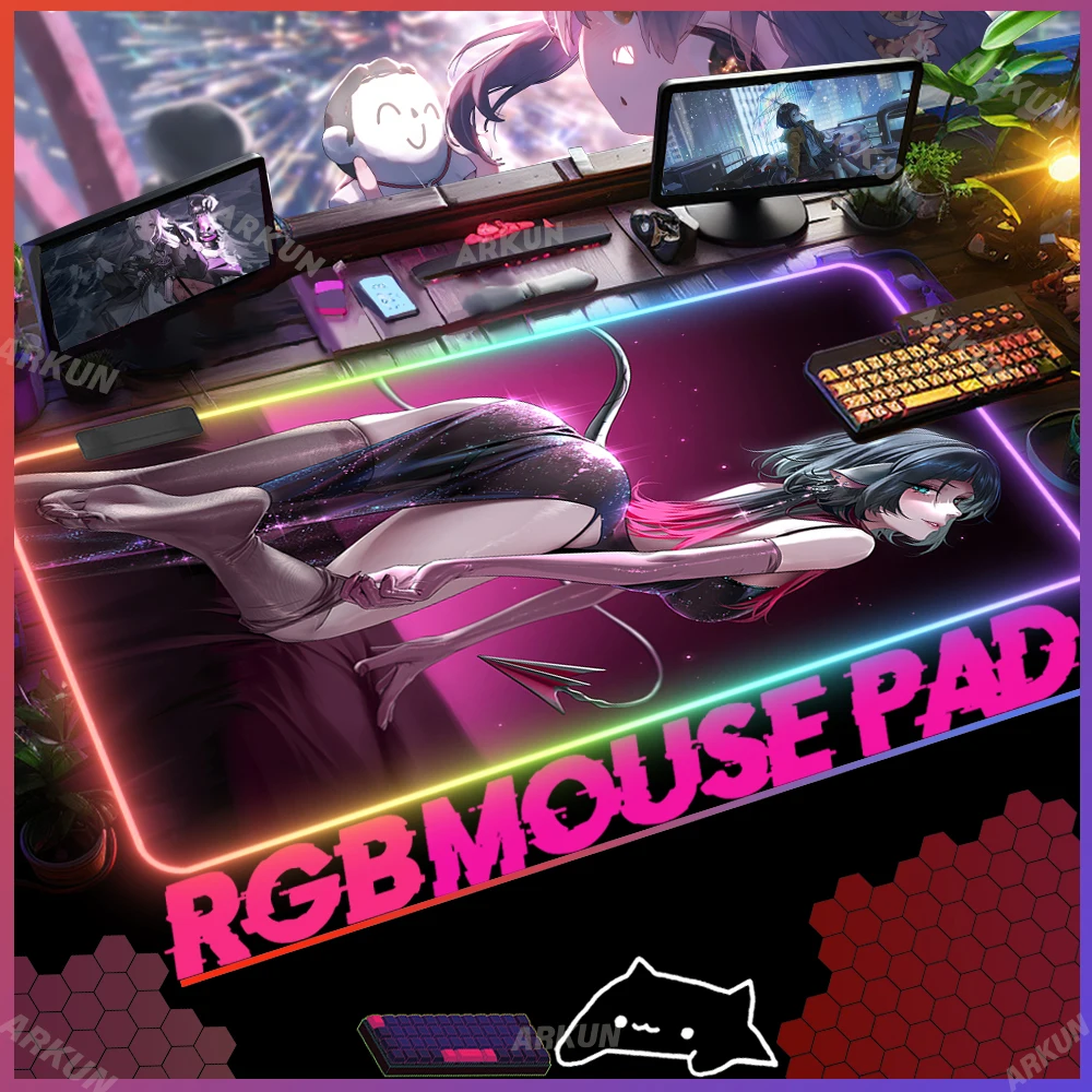 

RGB Big Hot Kawaii Sex Jane Doe Popular Zenless Zone Zero Gaming Mouse Pad Large Backlight LED Game Purple Keyboard XXL Desk Mat