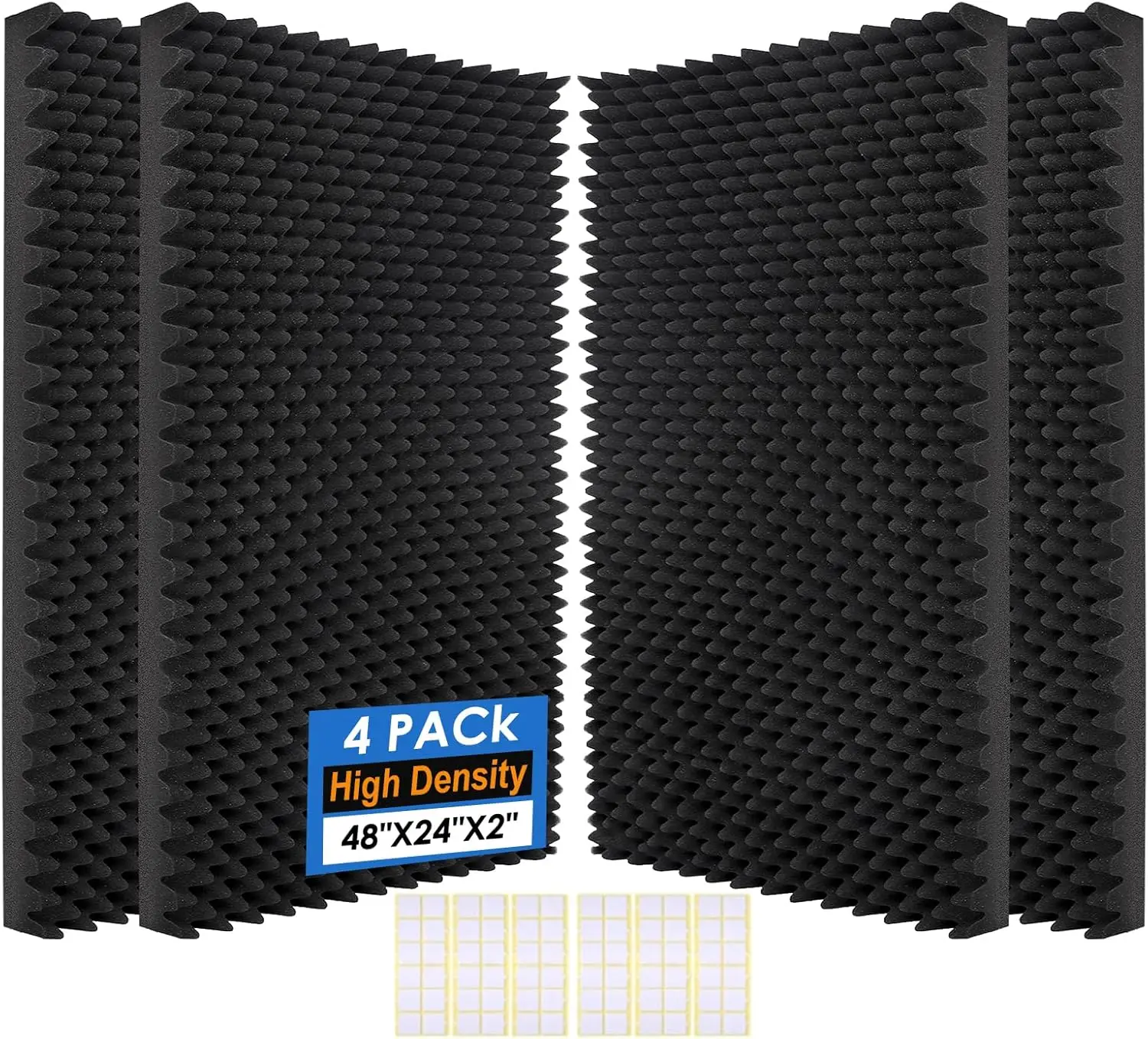

Комплект из 4 акустических панелей 48x24x2 дюйма, звукоизоляционные стеновые панели из пенопласта для студий, снижающие шум