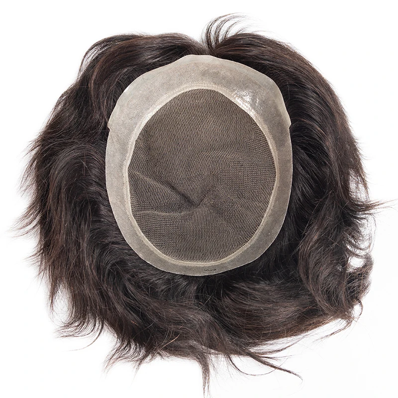 Male Hair Capillary Prosthesis Australia Men Toupee Lace PU Base Wigs Breathable 100% Indian Human Hair Replacement System Unit