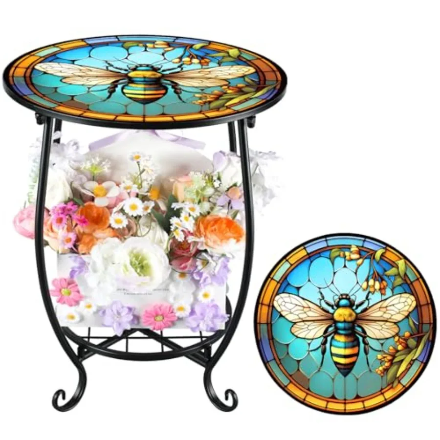 

Круглый маленький садовый столик с мозаикой для улицы, патио, террасы, сада, гостиной, спальни, прикроватный столик для кофе и чая