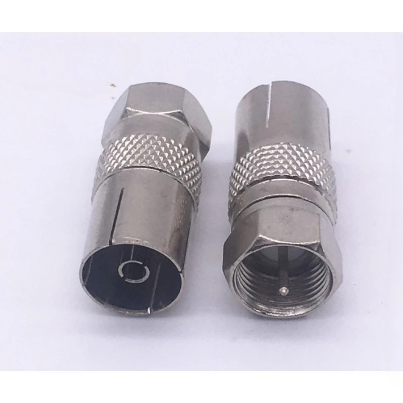 2pcs Thread Inch F Male To TV Female Nickel-plated Cable TV Set-top Box RF F Revolution Antenna Female Adapter