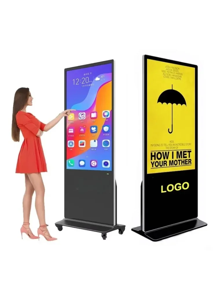

Indoor interactive information kiosk LCD signage totem floor bracket Touch screen restaurant digital advertising display board