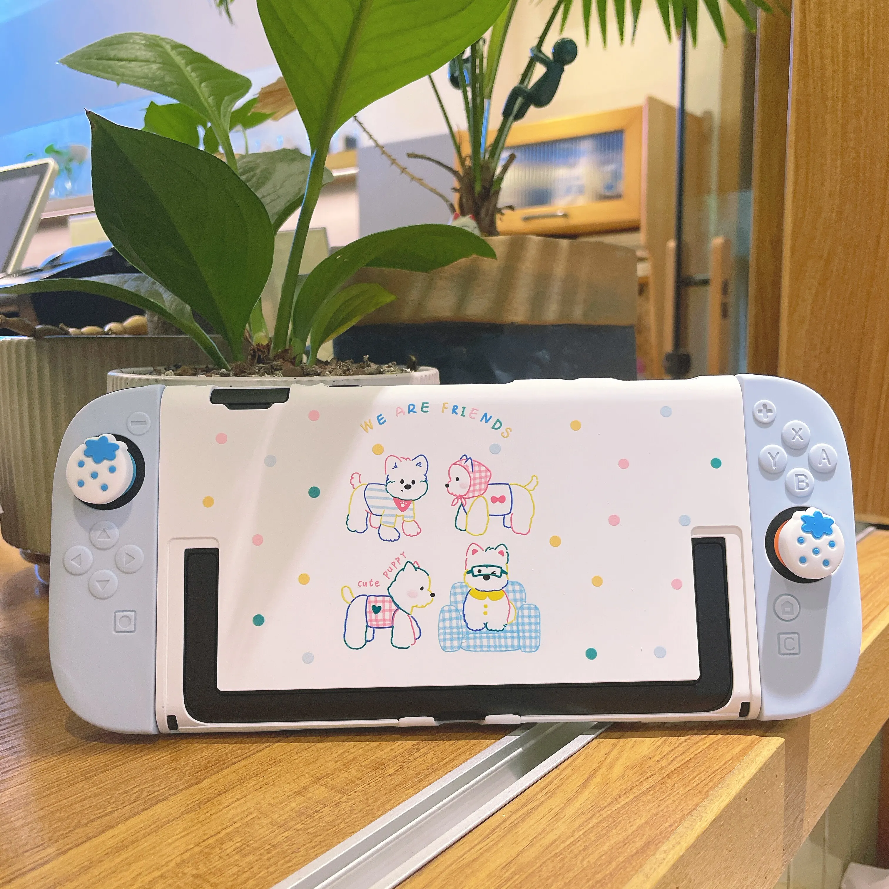 Kawaii Split Case for Nintendo Switch 2 Console Dockable Full-Coverage Shock-Resistant Silicone Joy-Con Covers Free Joystick Cap