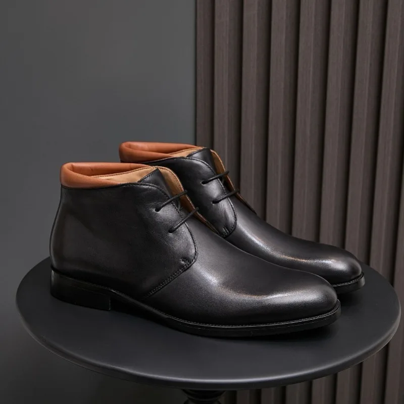 Vintage  Mens Chelsea Boots Genuine Leather 2026 Autumn British Style Elegant Ankle Fashion Wedding Social Shoes Man Size 44