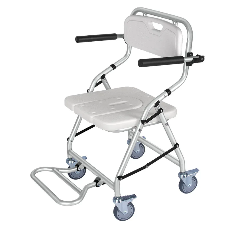 

Folding elderly toilet chair, bath chair, toilet chair, aluminum alloy mobile toilet chair