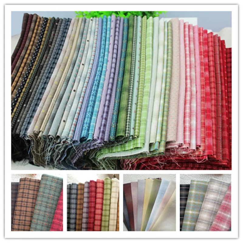 15pc23*33cm Japanese Yarn Dyed Cotton Fabric Patchwork Purse Bag Doll Quilting Craft Material Scrapbooking Sewing Cloth bundle