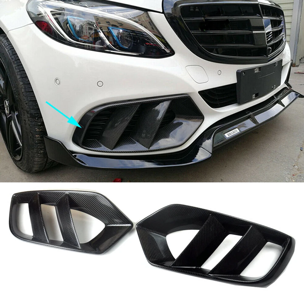 Front Bumper Air Vent Cover Mesh Grill Frame for Mercedes-Benz C Class W205 C180 C200 Normal Bumper 2015 - 2019 Carbon Fiber