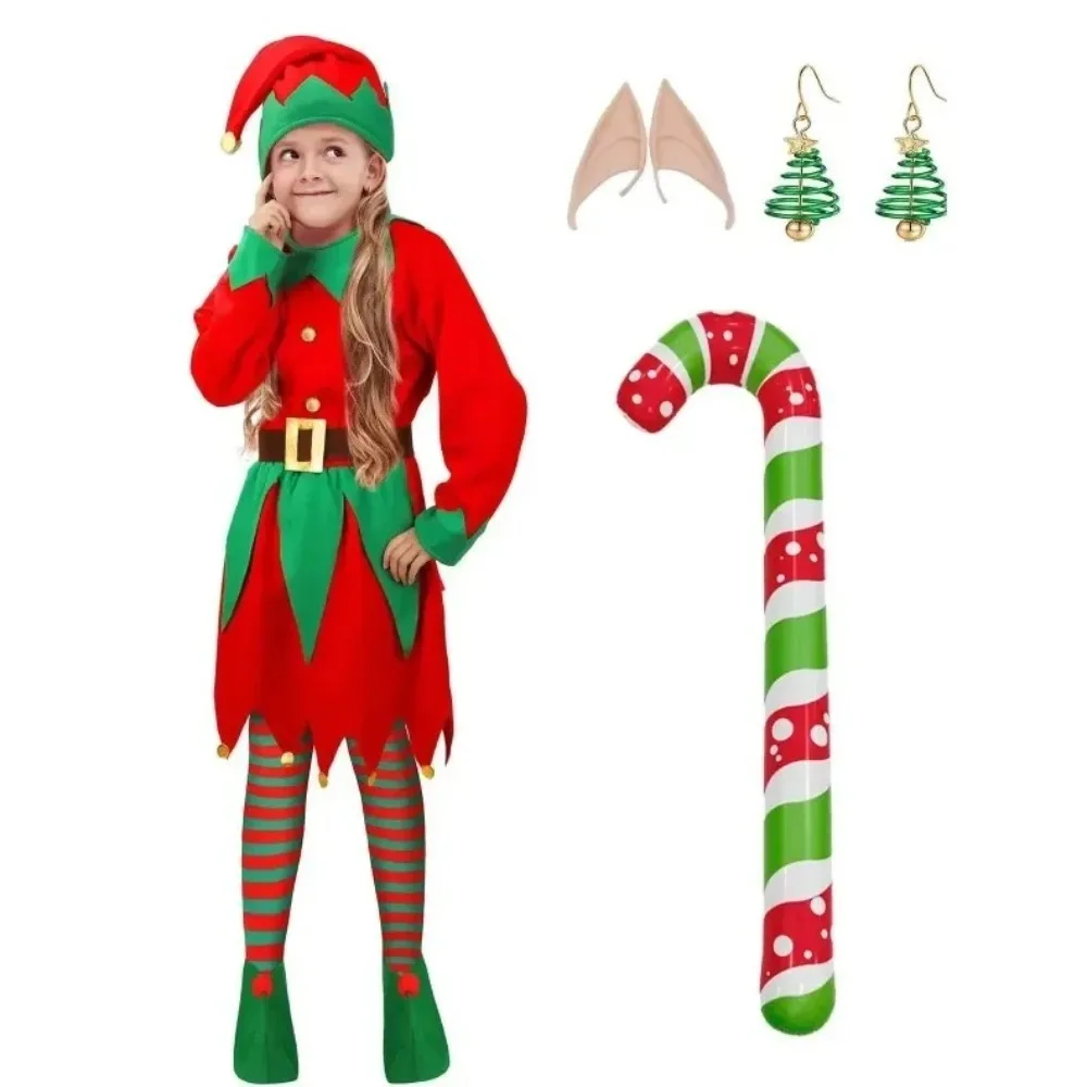 

Kid Adult Christmas Elf Costume Parent-Unisex Santa Claus Family Matching Outfits Xmas Suit Cosplay Clothing Party Performance