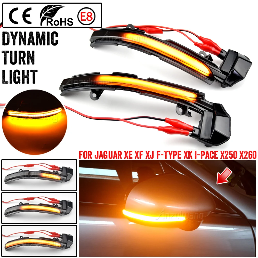 

LED Dynamic Turn Signal Light For Jaguar XE XF XJ F-TYPE XK XKR I-PACE X760 X351 Side Mirror Sequential Lamp Indicator Blinker