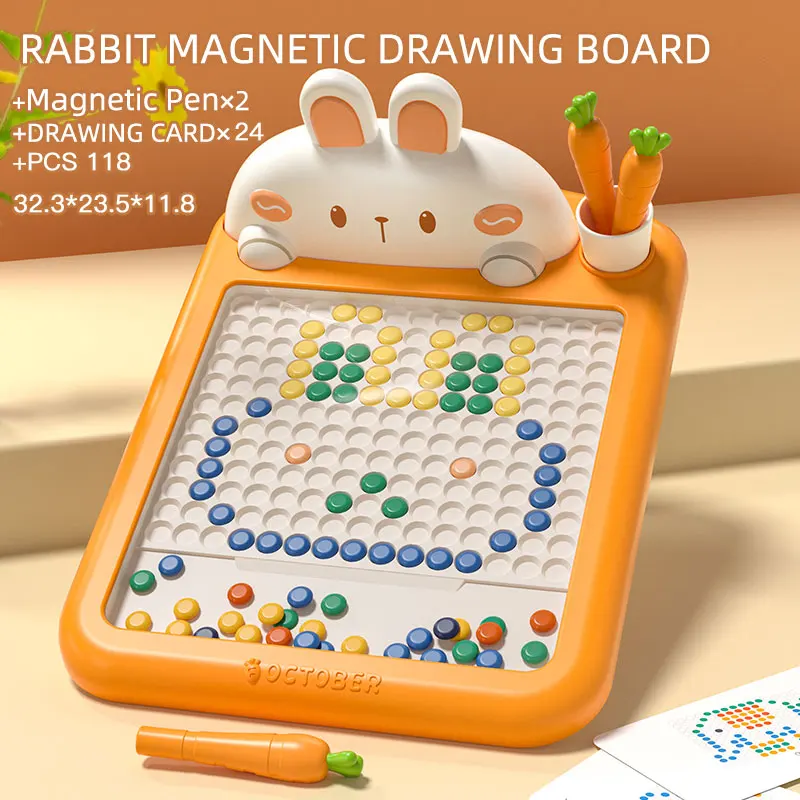 WLtoys 32CM Big Magnetic Drawing Board for Toddlers Doodle Board with Magnetic Pen and 118PCS Beads Montessori Educational Toy