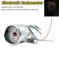 Retro Motorcycle Tachometer 0-13000 Tach RPM Gauge Rev Counter LED Screen DC12V Universal Metal Speedometer Tachometer Gauge