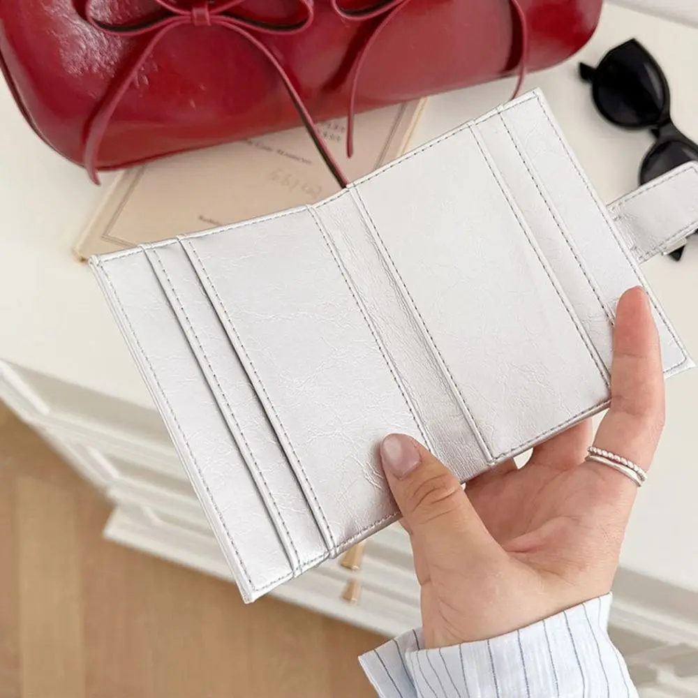 Женский короткий кошелек в корейском стиле в стиле ретро, ультратонкий короткий клатч, сумка для монет, кошелек, сумка для карт, дорожная сумка