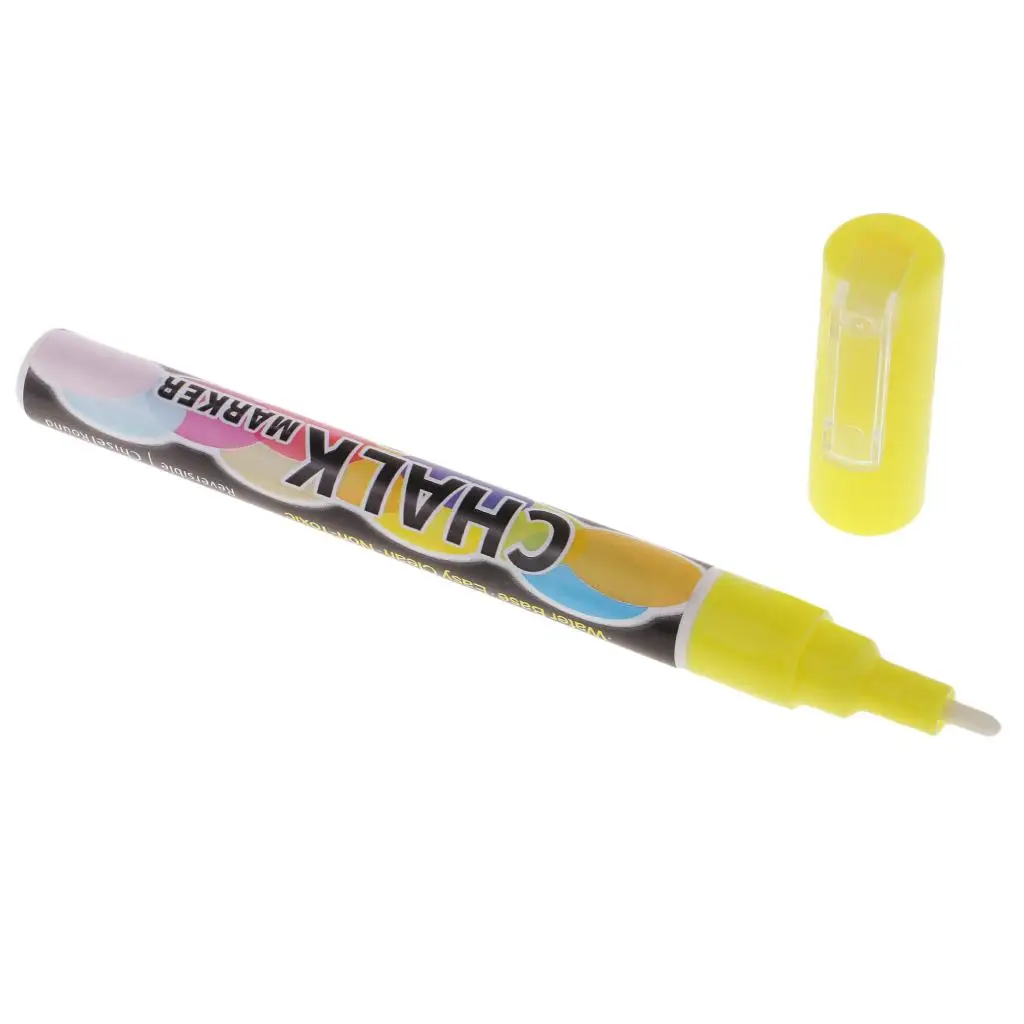 2xFluorescent Liquid Chalk Markers Pens for Chalkboard Window LED Glass yellow