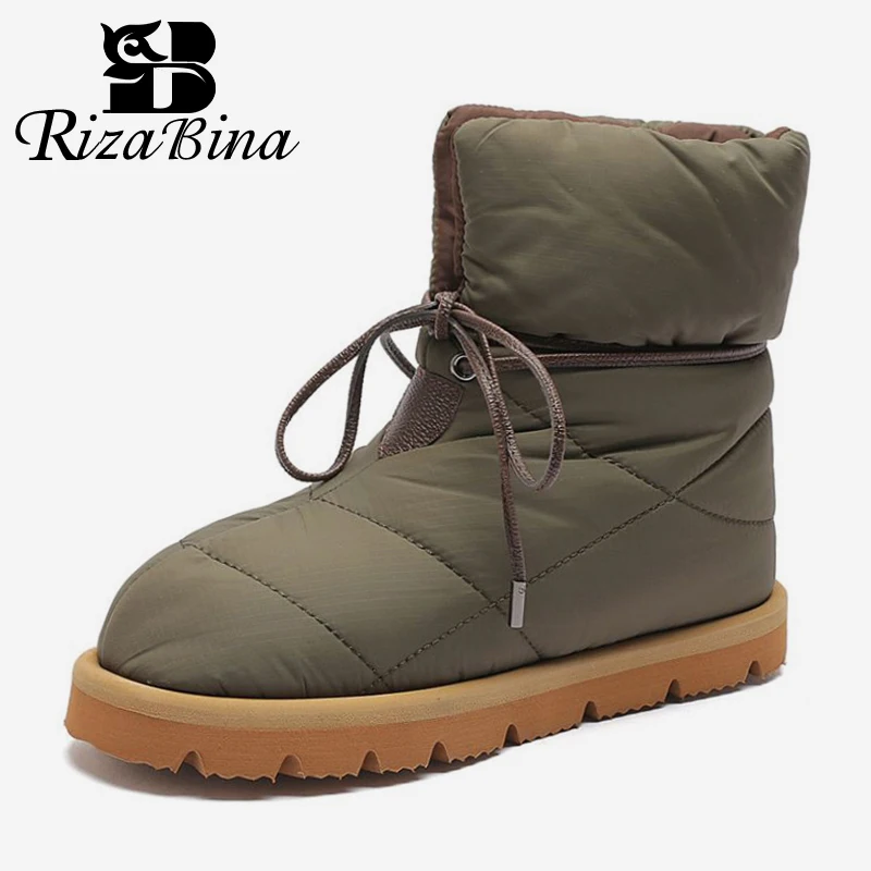 RIZABINA Women Snow Boots Fashion Platform Warm Fur Winter Shoes Woman Plush Ankle Boot Casual Daily Lady Footwear Size 36-40