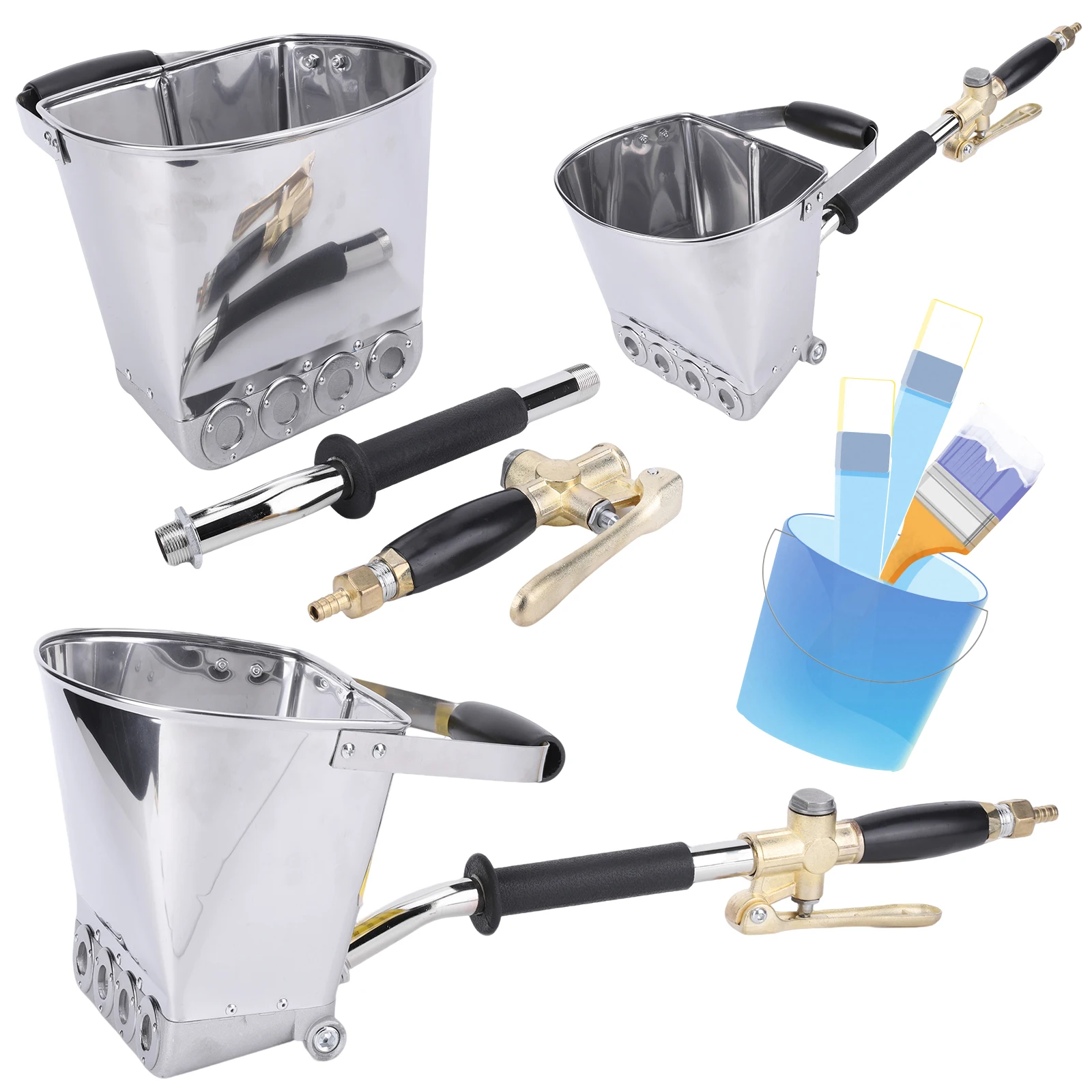 

Stucco Cement Mortar Plaster Sprayer with Cover Wall and Ceilings Hopper with 4 Replaceable Spray Jets for Wall Painting Tool