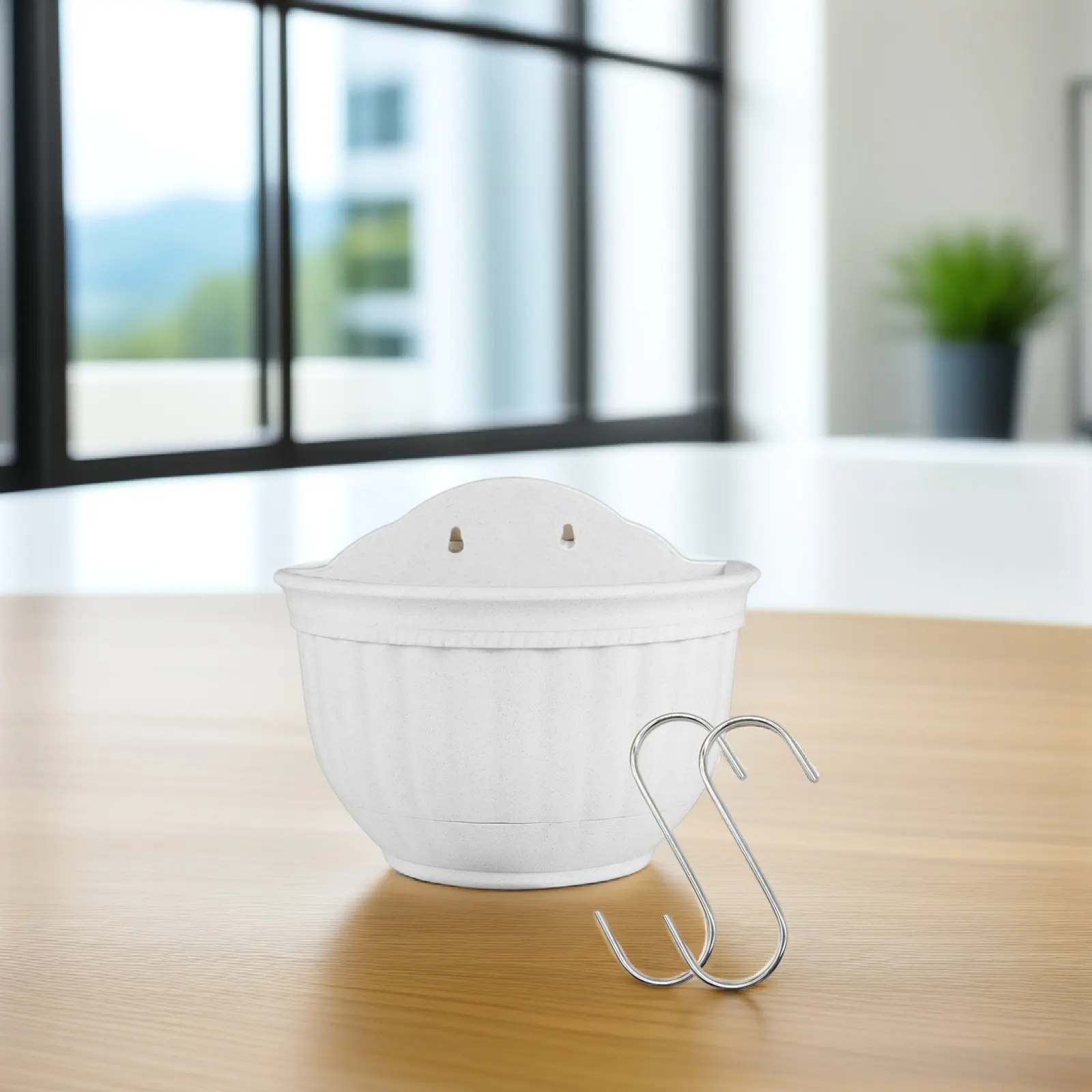Semi-Circular Wall Mounted Flower Pot Plastic Hanging Flower Planter with Smooth Arc Design Imitation Finish for Balcony