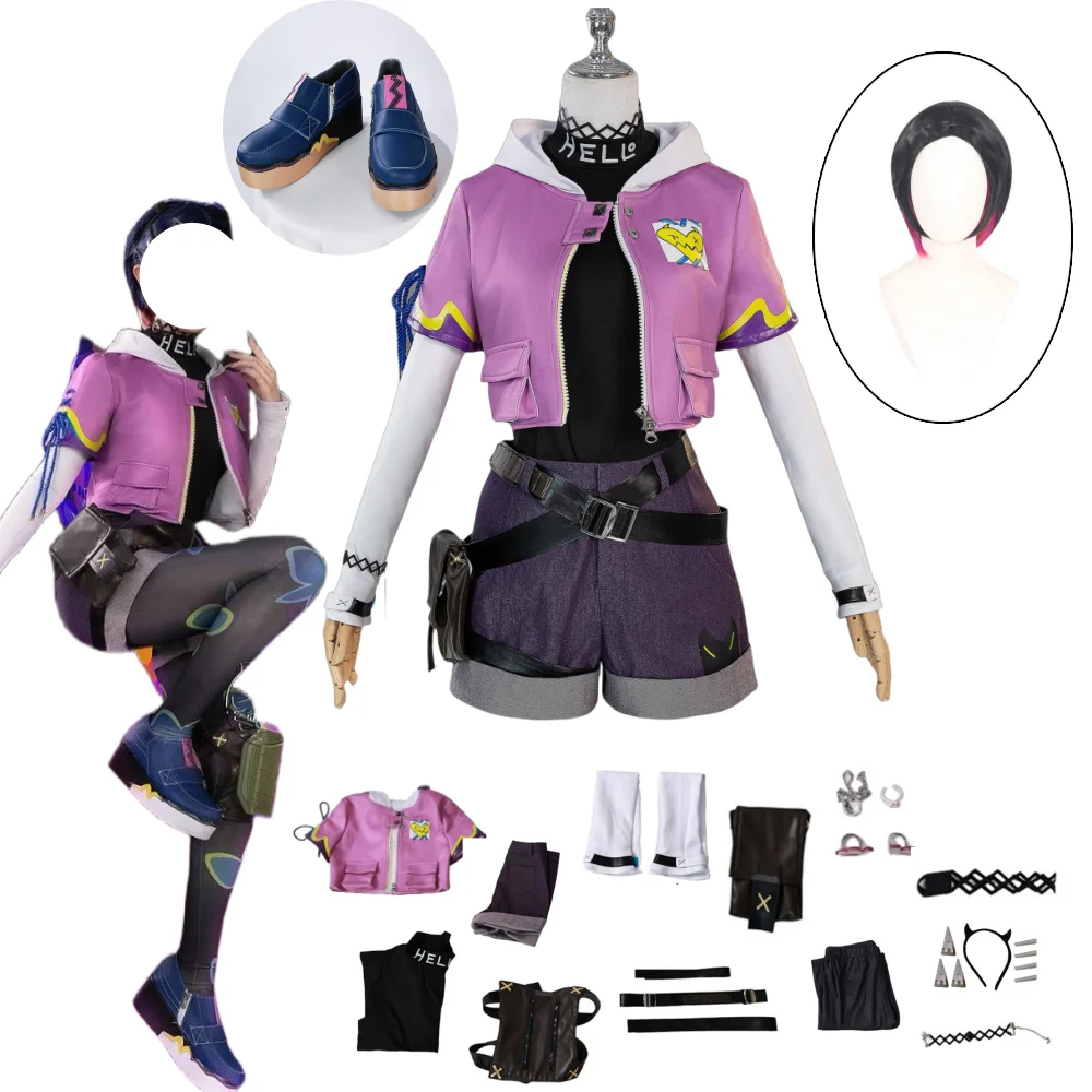 

Костюм для косплея Valorant Clove, полный комплект, парик, униформа, одежда для косплея, обувь для ролевых игр, костюмы