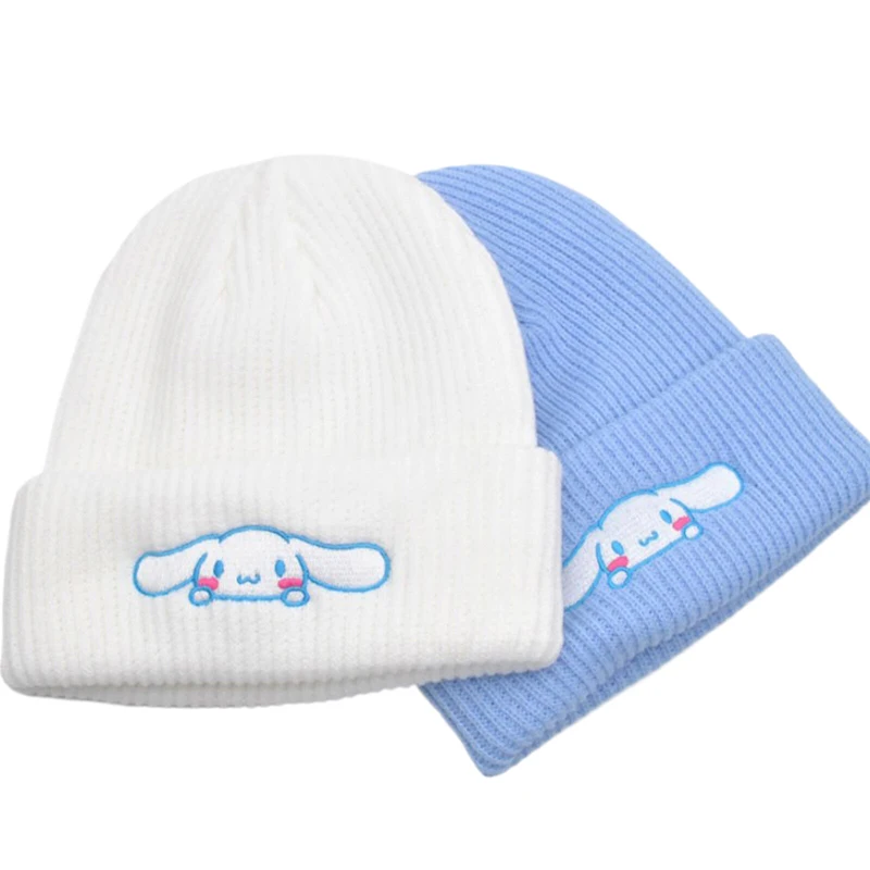 Sanrio Kuromi Unisex Cotton Cartoon Embroidered Casual Hats Knitted Winter Hat Hard Hip Hop Skull Bonnet Hat For Women