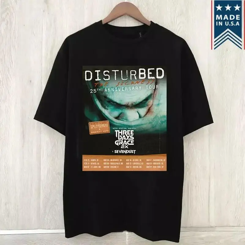 Three Days Grace 2025 Disturbed Tour T Shirt Full Size S 3XL