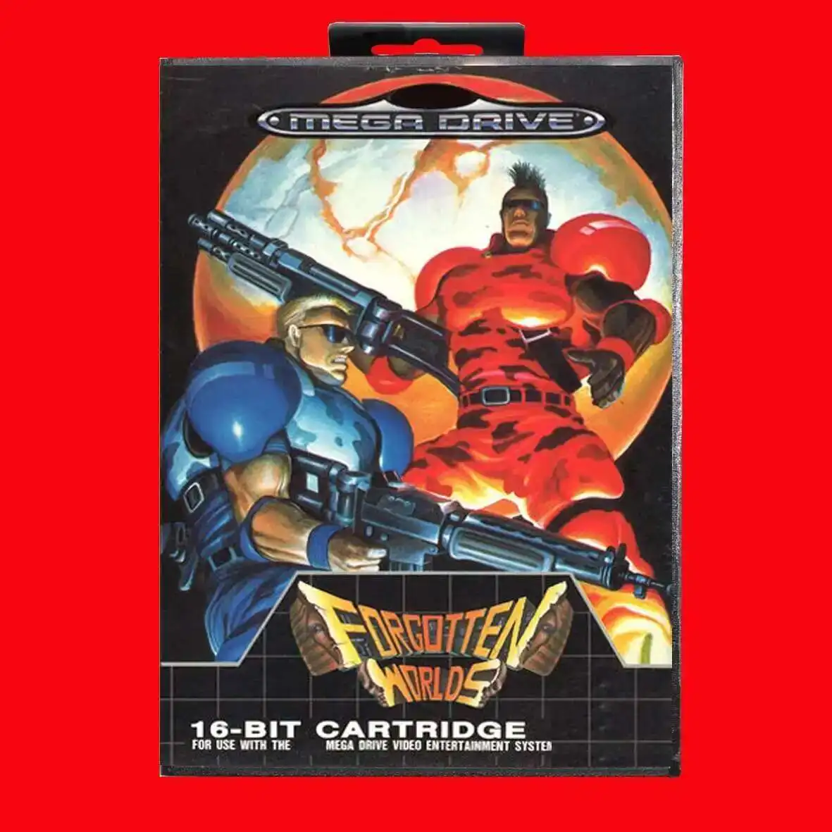 Cartucho de jogo MD de 16 bits Forgotten Worlds com caixa EUR para sistemas Sega Megadrive Genesis