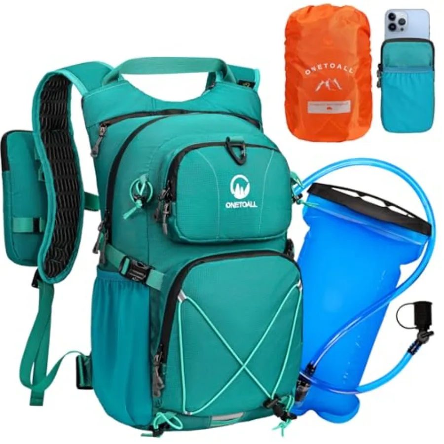 

Hydration Backpack 22L Hiking Backpack with 2L Leakproof Bladder Sewn-in Rain Cover Insulated Compartment for Men and Women Run