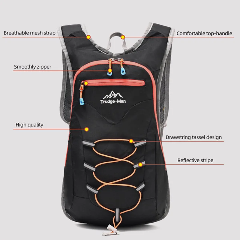 Hiking Cycling Camping Backpack for Men Women Outdoor Climbing Travel Sports Drawstring Reflective Bags Running Jogging Rucksack