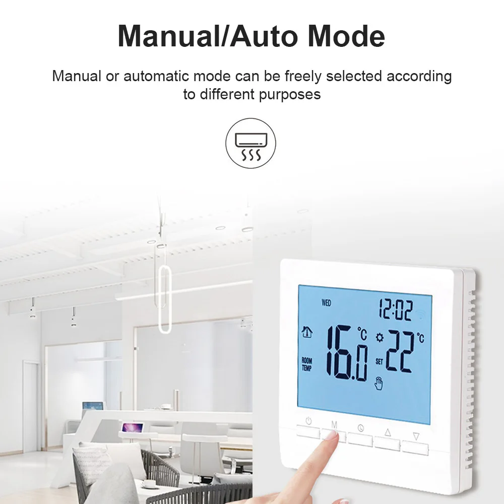 Imagem -02 - Termostato Digital para Caldeira a Gás Programável Semanalmente Controlador de Temperatura Ambiente Home Supply 3a