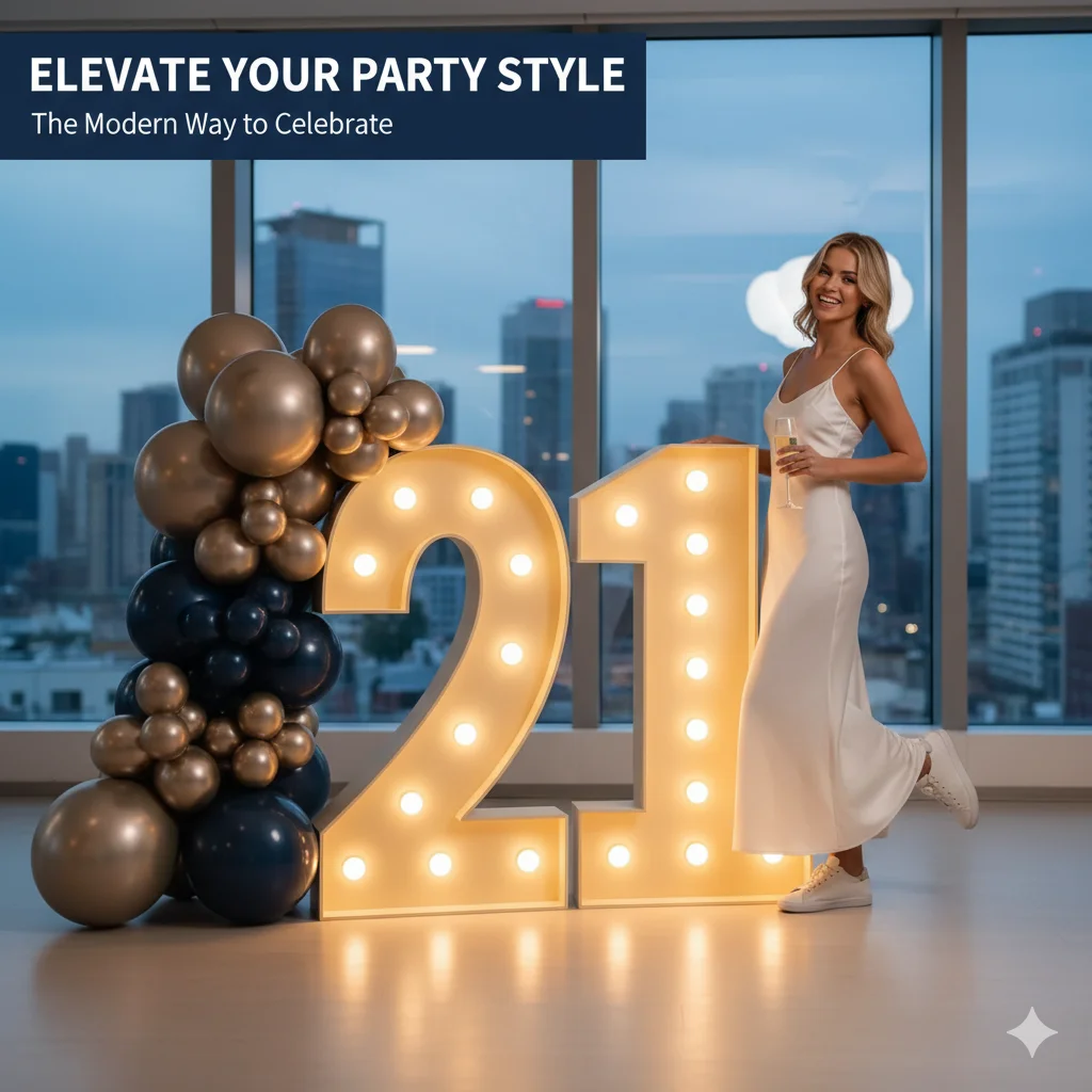 

70-120cm Digital Luminous Birthday Party Graduation Ceremony Romantic Surprise Scene Decoration Digital Design LED Light Decor