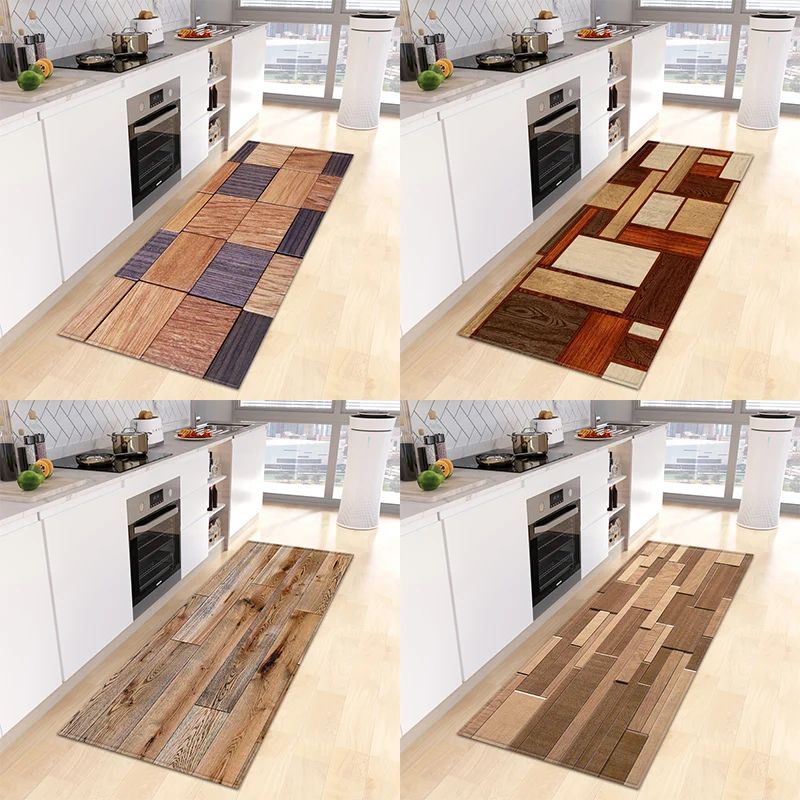 

Wood Grain Carpet Kitchen Mats Living Room Bedroom Bathroom Door Non-slip Entrance Corridor Home Decoration