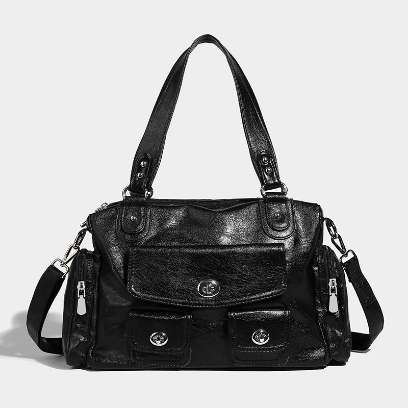 

Мото и велосипедные сумки подмышки для женщин, роскошные дизайнерские сумки и кошельки, новинка 2024, винтажные сумки с заклепками, украшенные плечом через плечо